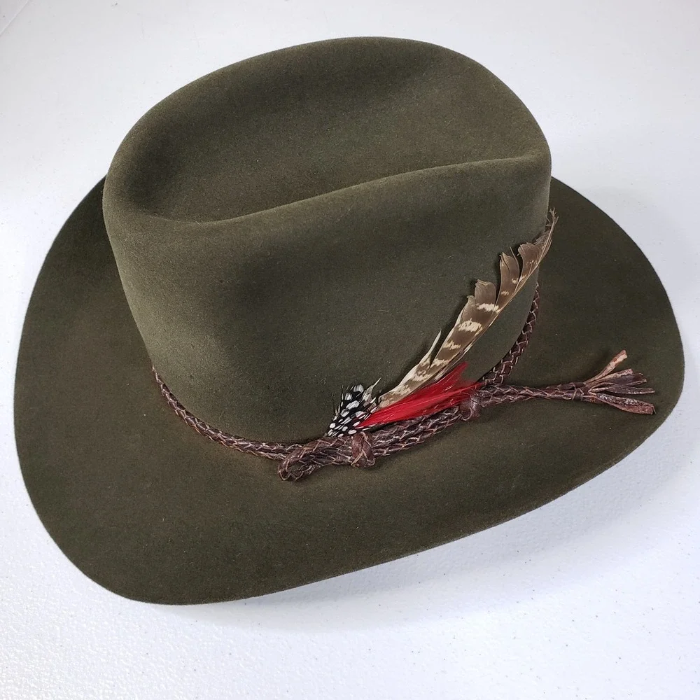 O'Farrell Hat Company Custom Premium Beaver Felt Cowboy 6 7/8 Feather Rope